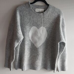 Pink Martini Gray & White Heart Design Crew Neck Sweater